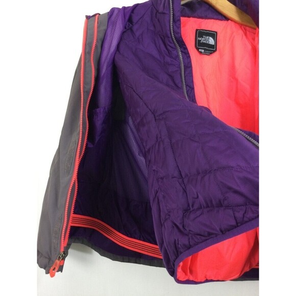 North Face Women Soft Shell Double Zipper 3 in 1 Ski Jacket Gray Pink Purple Sm - Picture 4 of 10